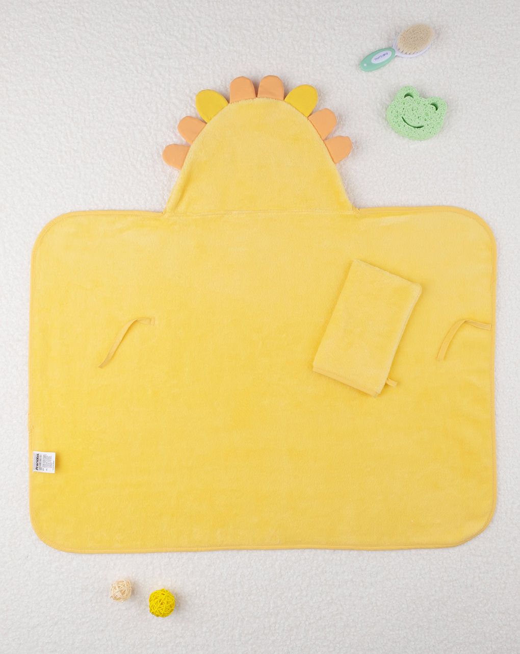 βρεφική μπουρνουζοπετσέτα κίτρινη με λιοντάρι για αγόρι - Prénatal