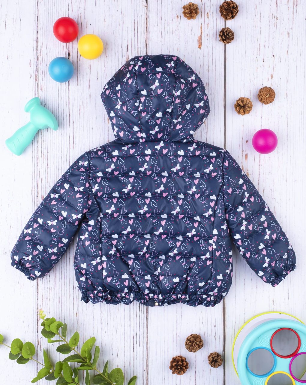 μπουφάν με κουκούλα & πεταλούδες μπλε για κορίτσι - Prénatal