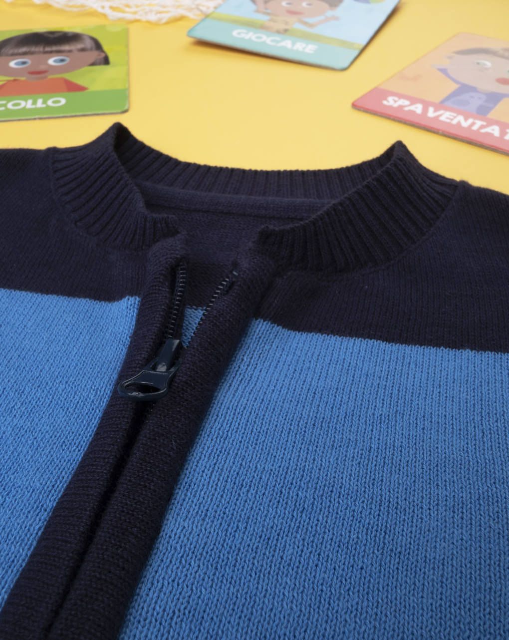 παιδική πλεκτή ζακέτα ριγέ μπλε για αγόρι - Prénatal