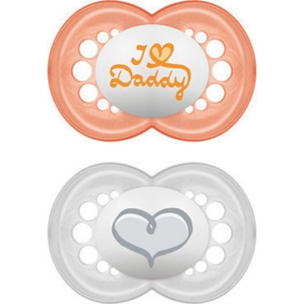 Mam ορθοδοντική πιπίλα σιλικόνης 2τμχ i love mummy & daddy 16m+ (2 σχέδια) - Mam