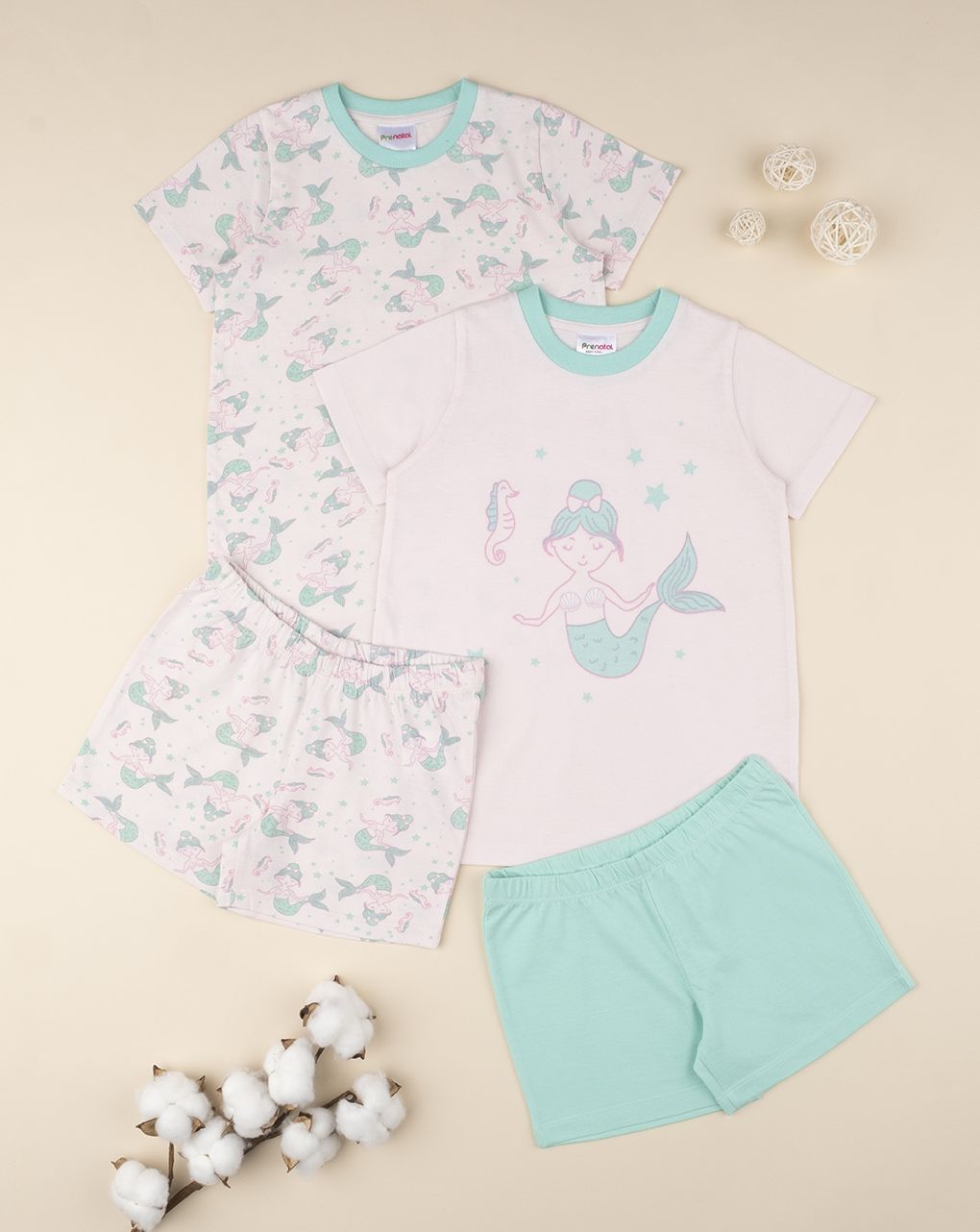 παιδικές πιτζάμες με γοργόνες πακέτο x2 για κορίτσι - Prénatal