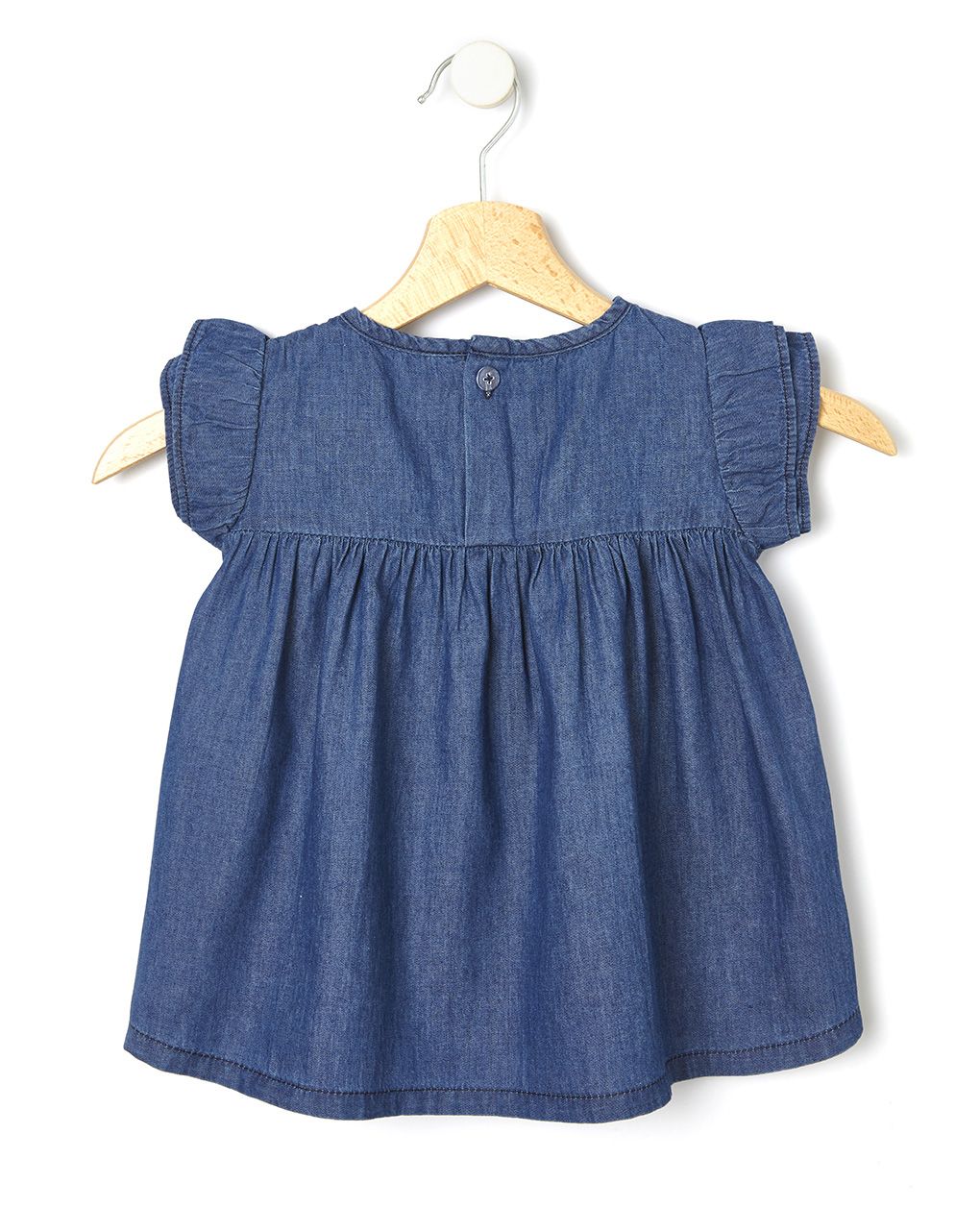 μπλούζα chambray μπλε με κέντημα λουλούδι για κορίτσι - Prénatal