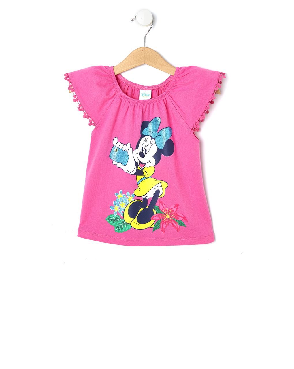 T-shirt jersey φούξια με στάμπα minnie για κορίτσι