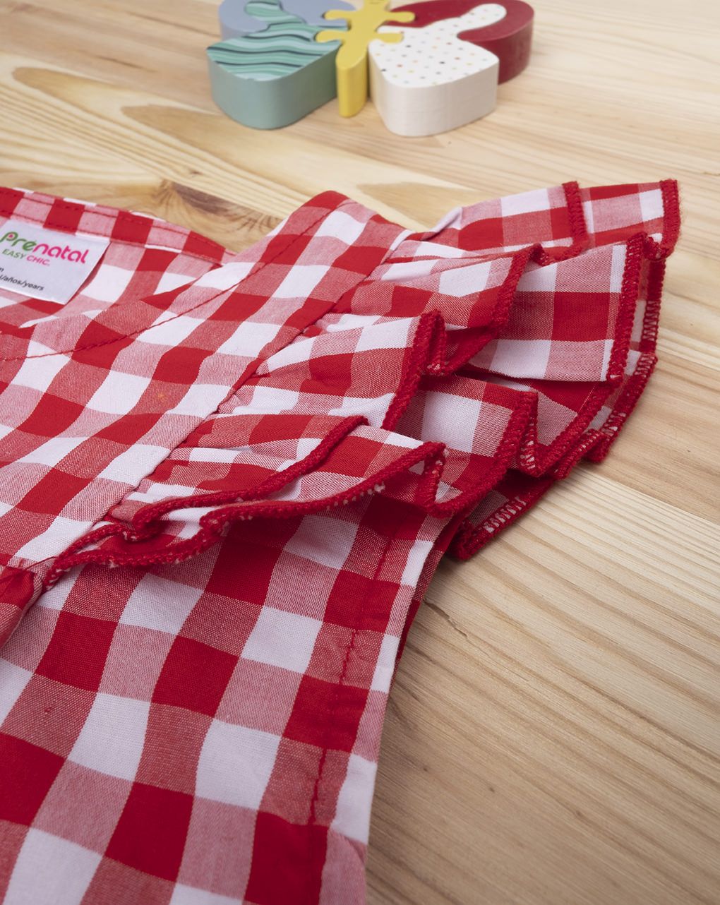 παιδικό πουκάμισο κόκκινο/λευκό καρό για κορίτσι - Prénatal