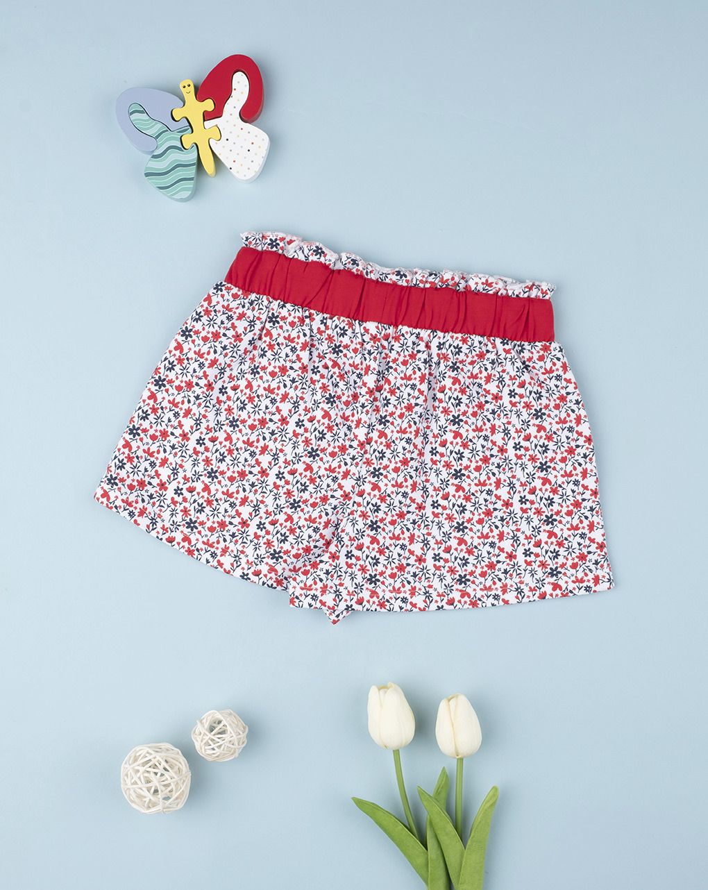 παιδικό σορτσάκι λευκό με λουλούδια για κορίτσι - Prénatal