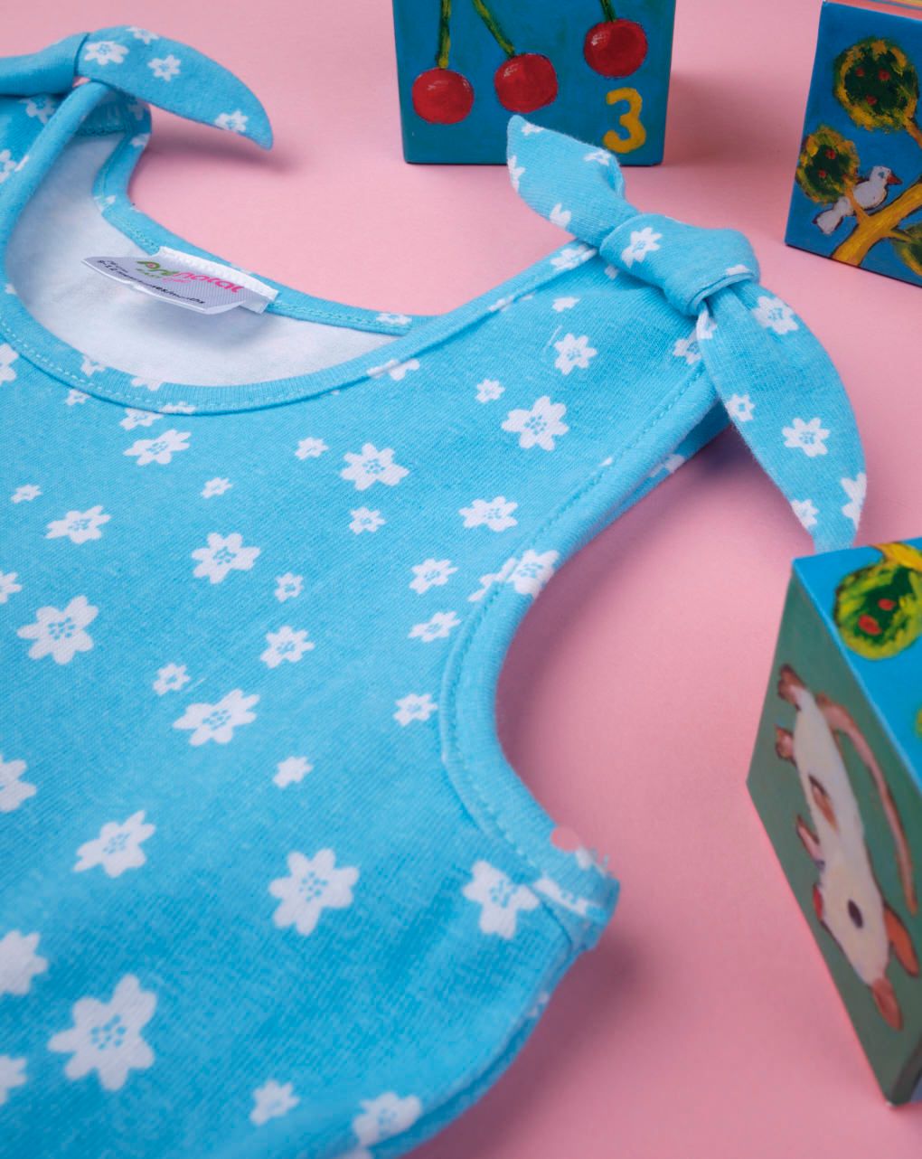 φόρεμα jersey γαλάζιο εμπριμέ με λουλούδια για κορίτσι - Prénatal