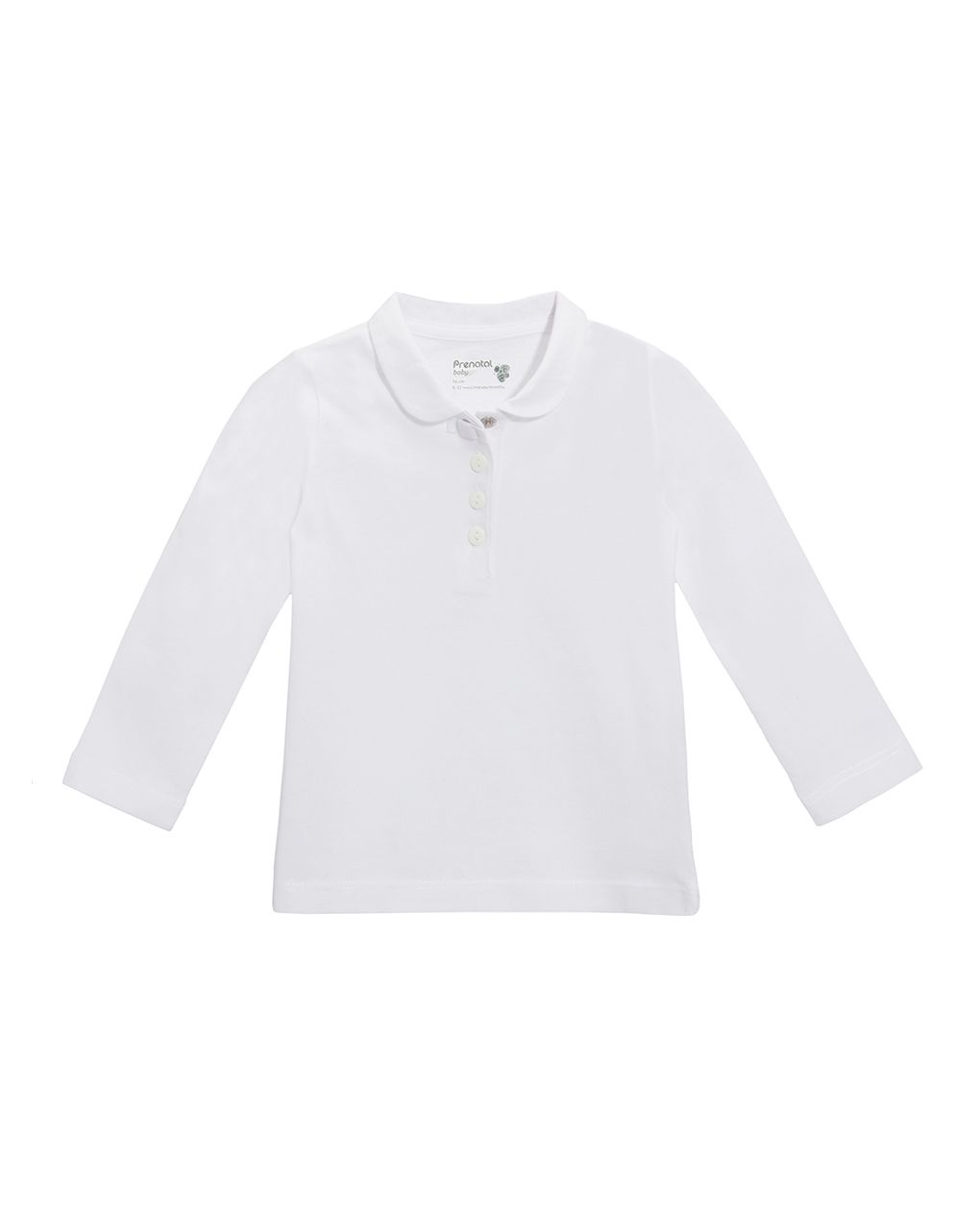 μπλούζα μακρυμάνικη πόλο basic λευκή για κορίτσι - Prénatal