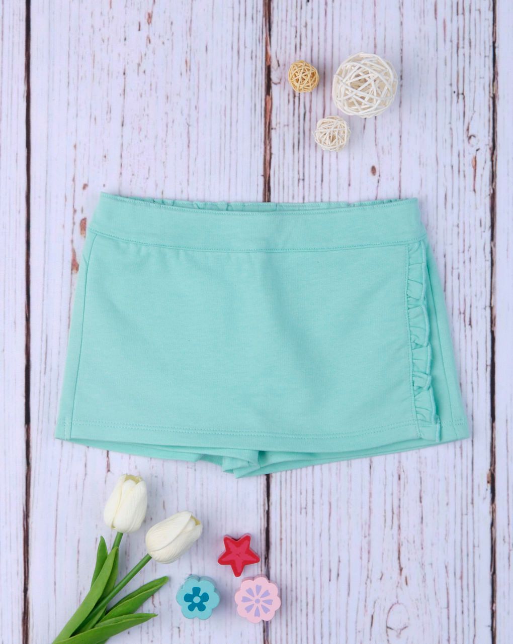 σορτσάκι-φούστα ανοιχτό πράσινο για κορίτσι