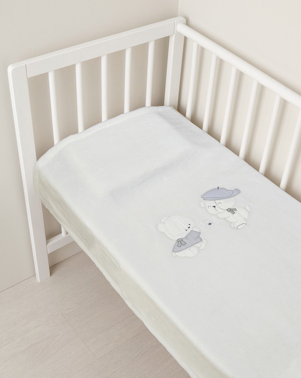 κουβέρτα fleece για λίκνο λευκή - Prénatal