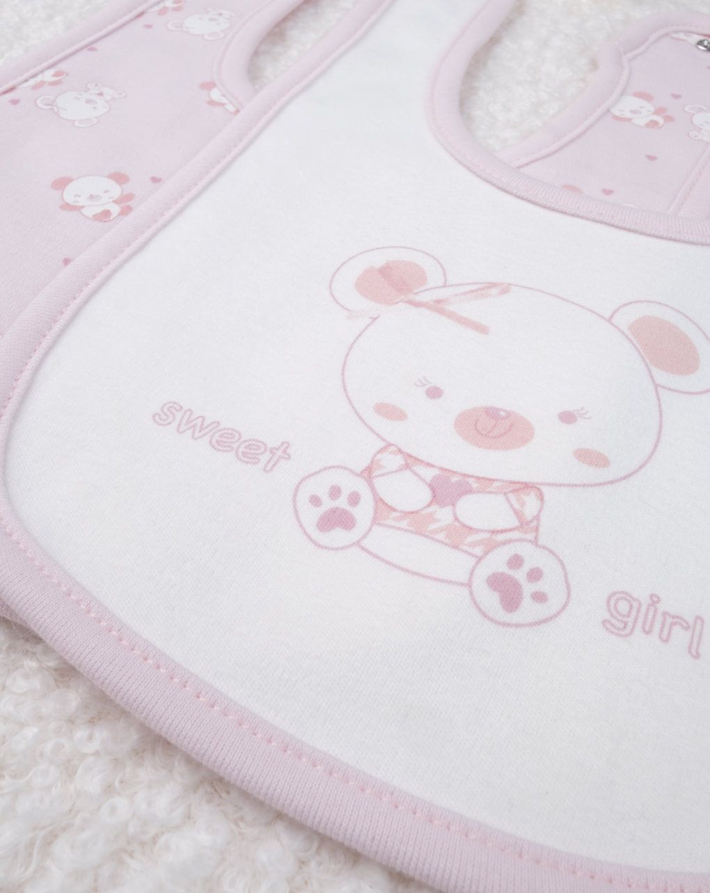 σαλιάρες βαμβακερές πακέτο x2 τεμ. ροζ για κορίτσι - Prénatal