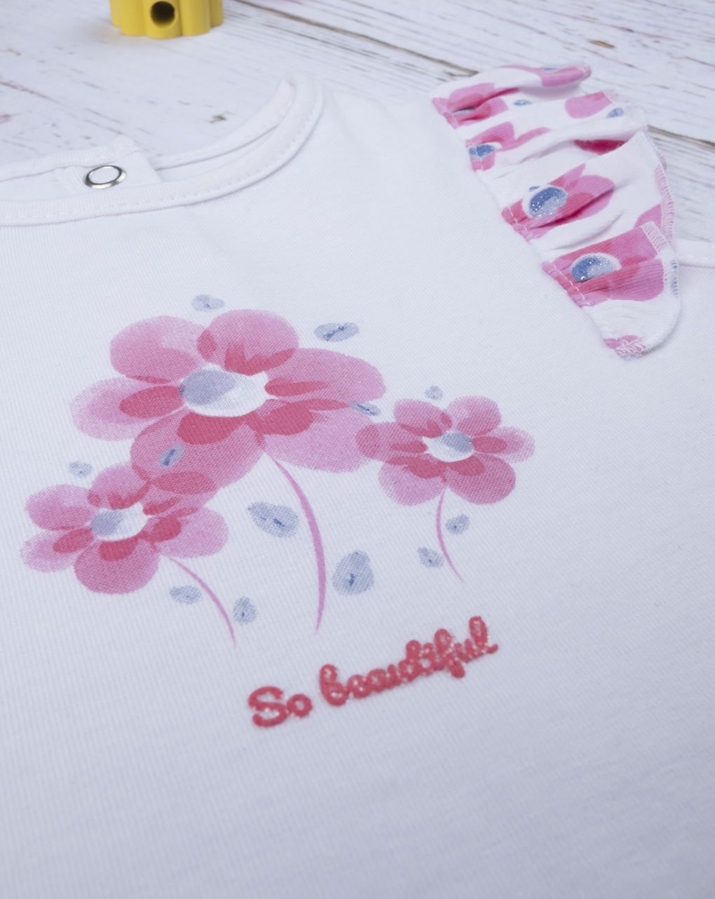 κορμάκι με βολάν και λουλούδια για κορίτσι - Prénatal