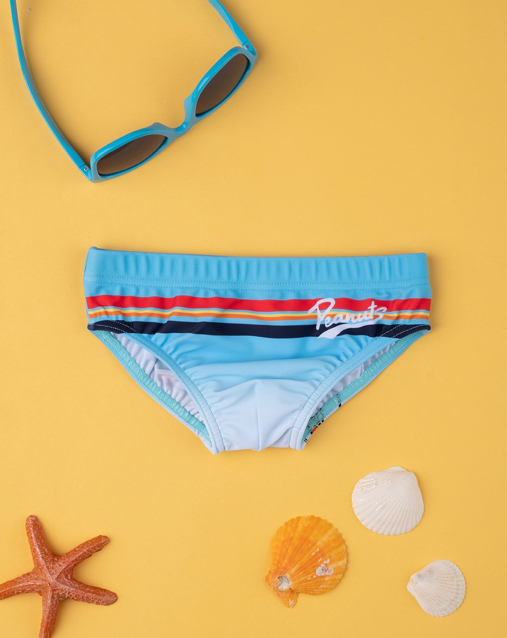 βρεφικό μαγιό σλιπ γαλάζιο με τον snoopy για αγόρι