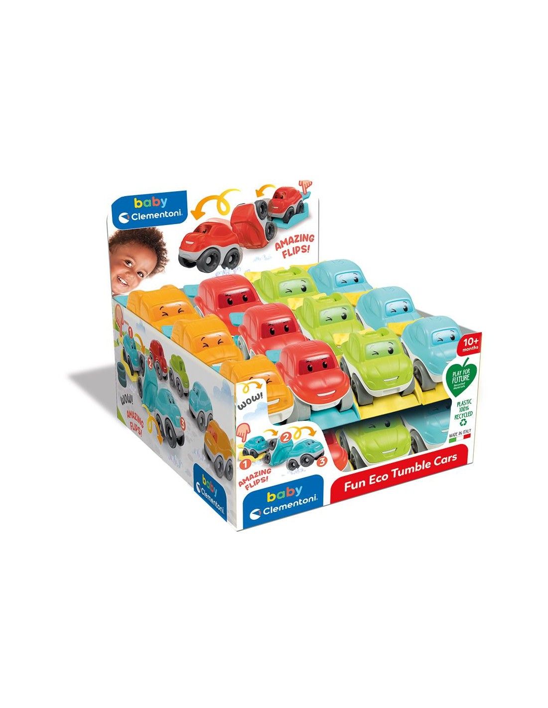 Baby clementoni βρεφικό παιχνίδι αυτοκινητάκια run & roll από ανακυκλώμενα υλικά  1000-17429 - BABY CLEMENTONI