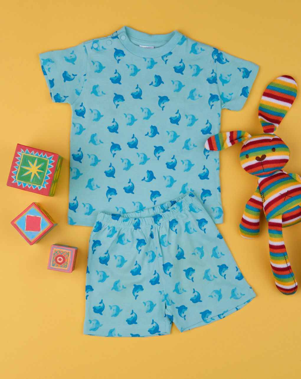 πιτζάμες jersey πακέτο χ2 σετ μπλε με δελφινάκια για αγόρι - Prénatal