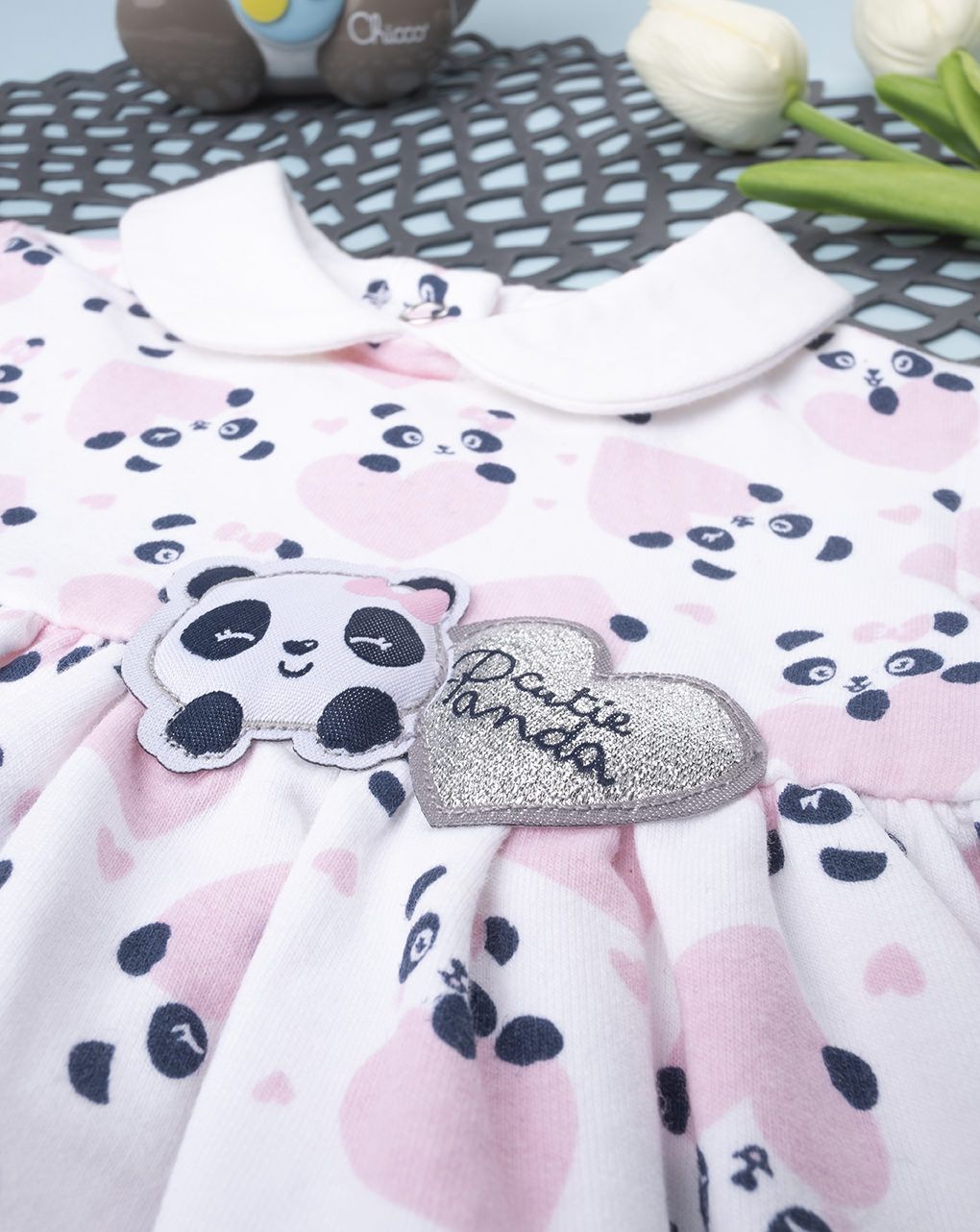 βρεφικό φορεματάκι με στάμπα πάντα με καρδούλες για κορίτσι - Prénatal