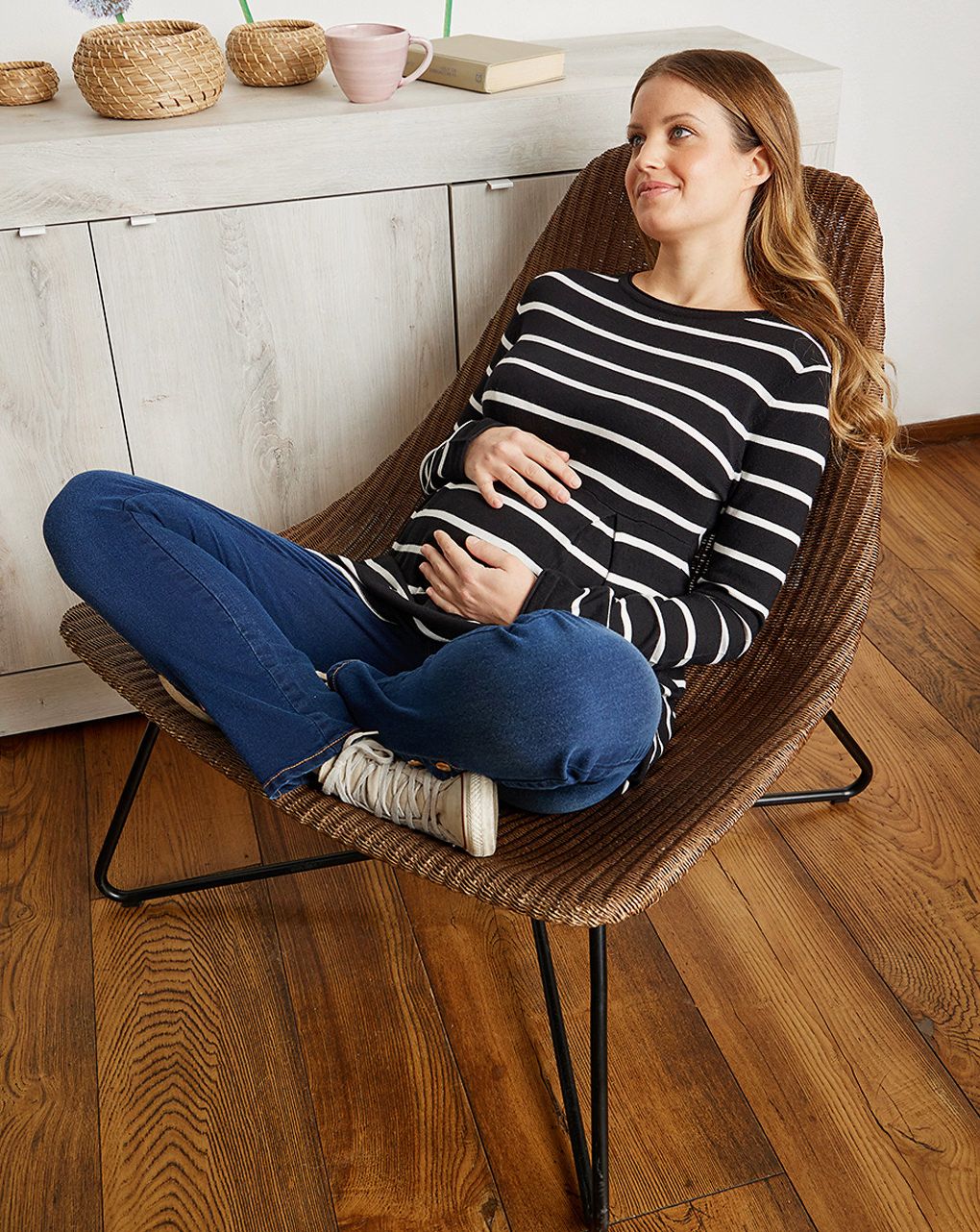 γυναικεία μπλούζα εγκυμοσύνης μαύρη - άσπρη - Prénatal