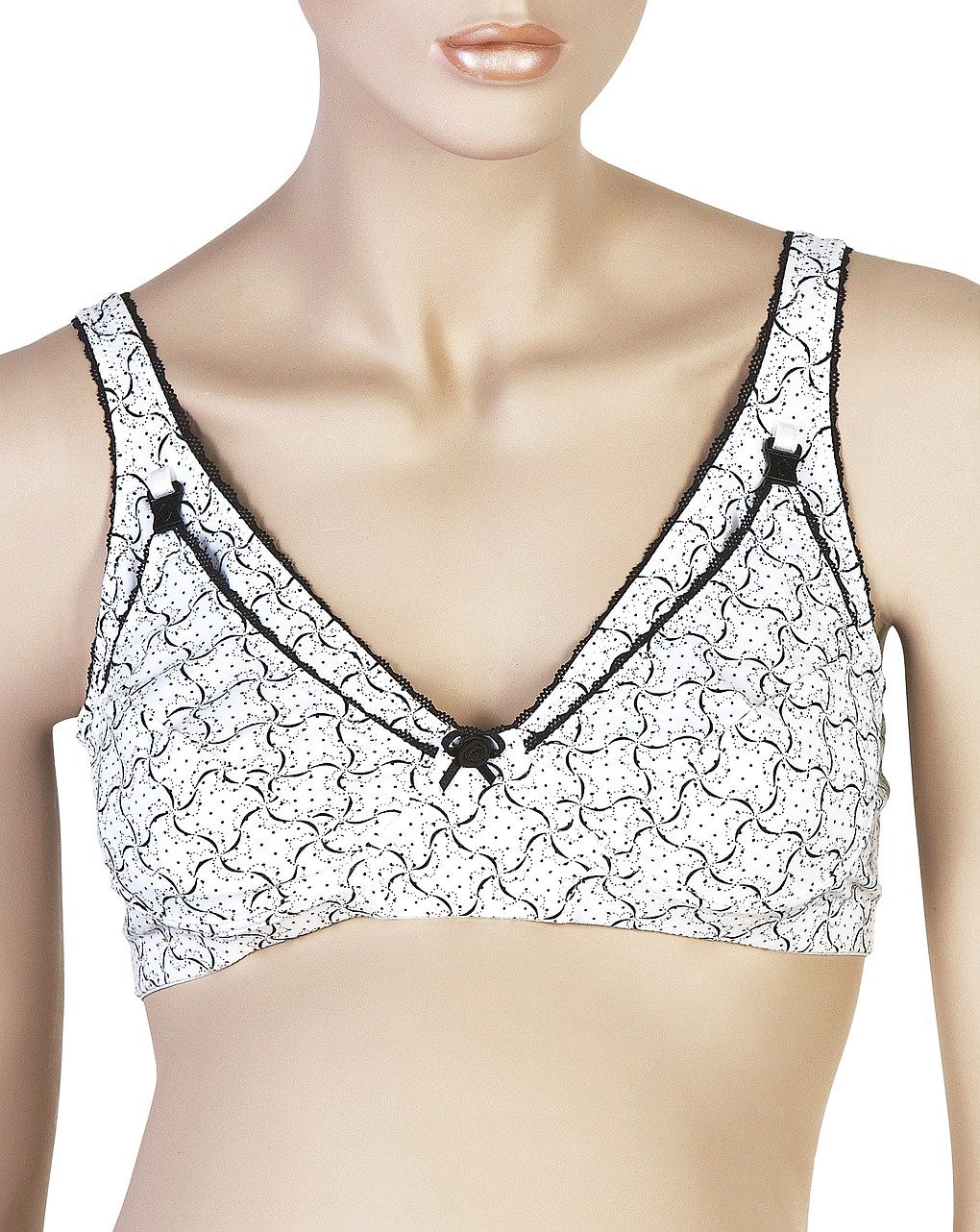 σουτιέν θηλασμού βαμβακερό λευκό-μαύρο cup c - Prénatal