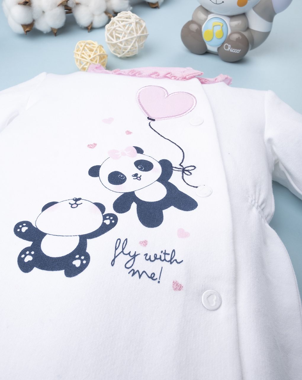 βρεφικό φορμάκι άσπρο με πάντα για κορίτσι - Prénatal