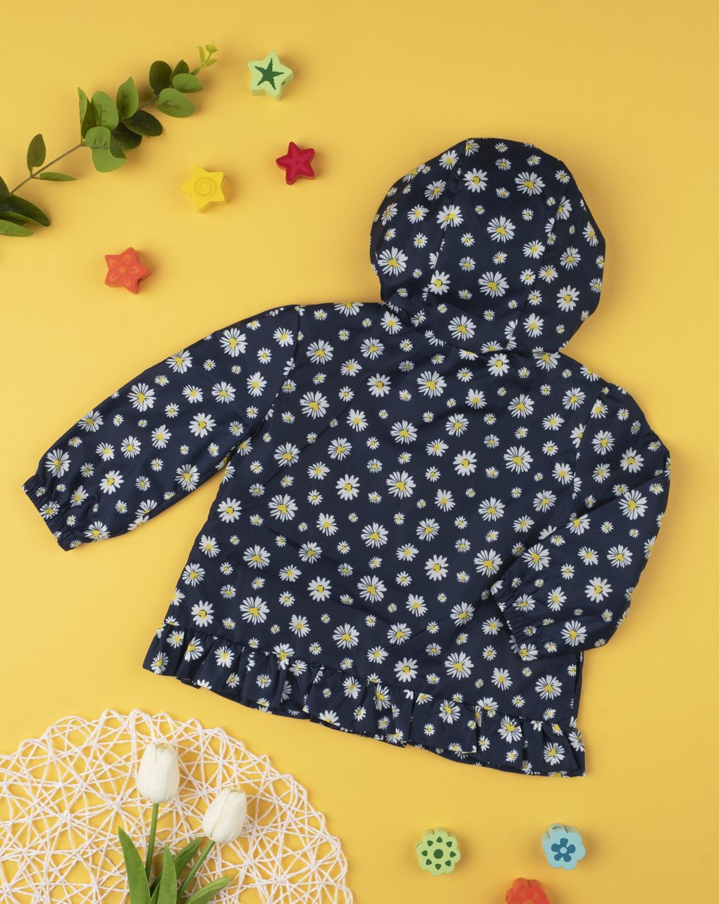 μπουφάν αντιανεμικό μπλε με στάμπες μαργαρίτες για κορίτσι - Prénatal