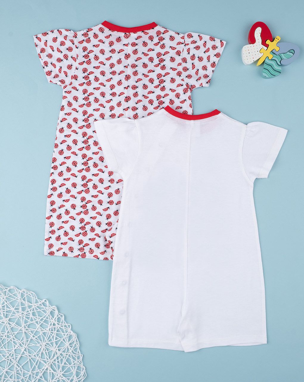 βρεφικές πιτζάμες με πασχαλίτσα πακέτο x2 για κορίτσι - Prénatal