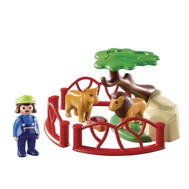 Playmobil 1.2.3 λιοντάρια ζωολογικού κήπου με περίφραξη 9378 - Playmobil, Playmobil 1.2.3