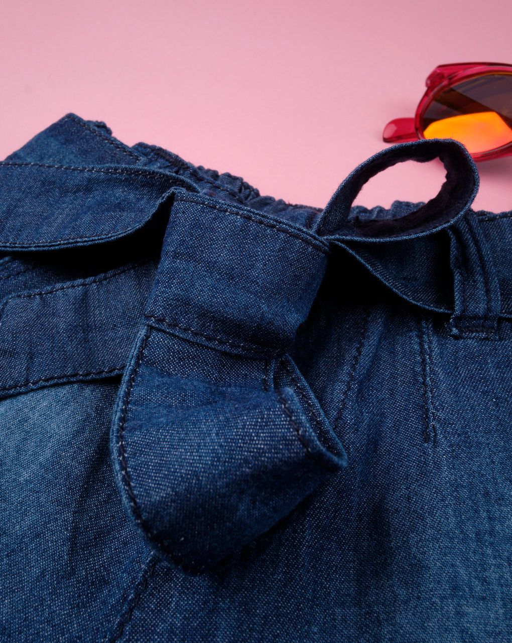 σορτσάκι chambray με ζώνη για κορίτσι 670333 - Prénatal