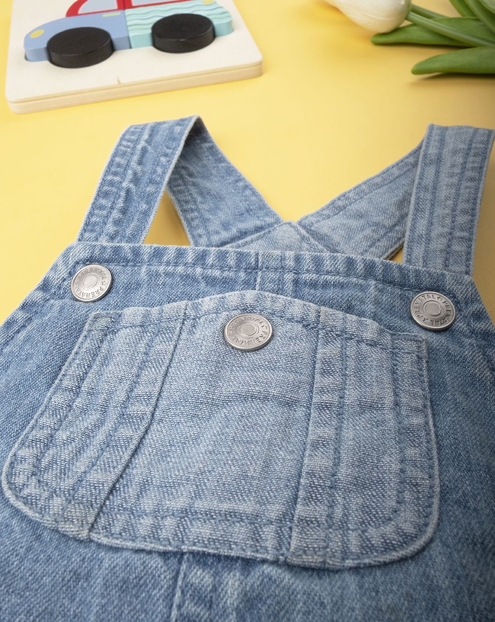 τζιν σαλοπέτα κοντή ανοιχτό μπλε για αγόρι - Prénatal