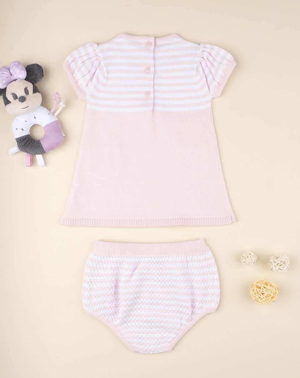 βρεφικό φόρεμα πλεκτό ροζ για κορίτσι - Prénatal