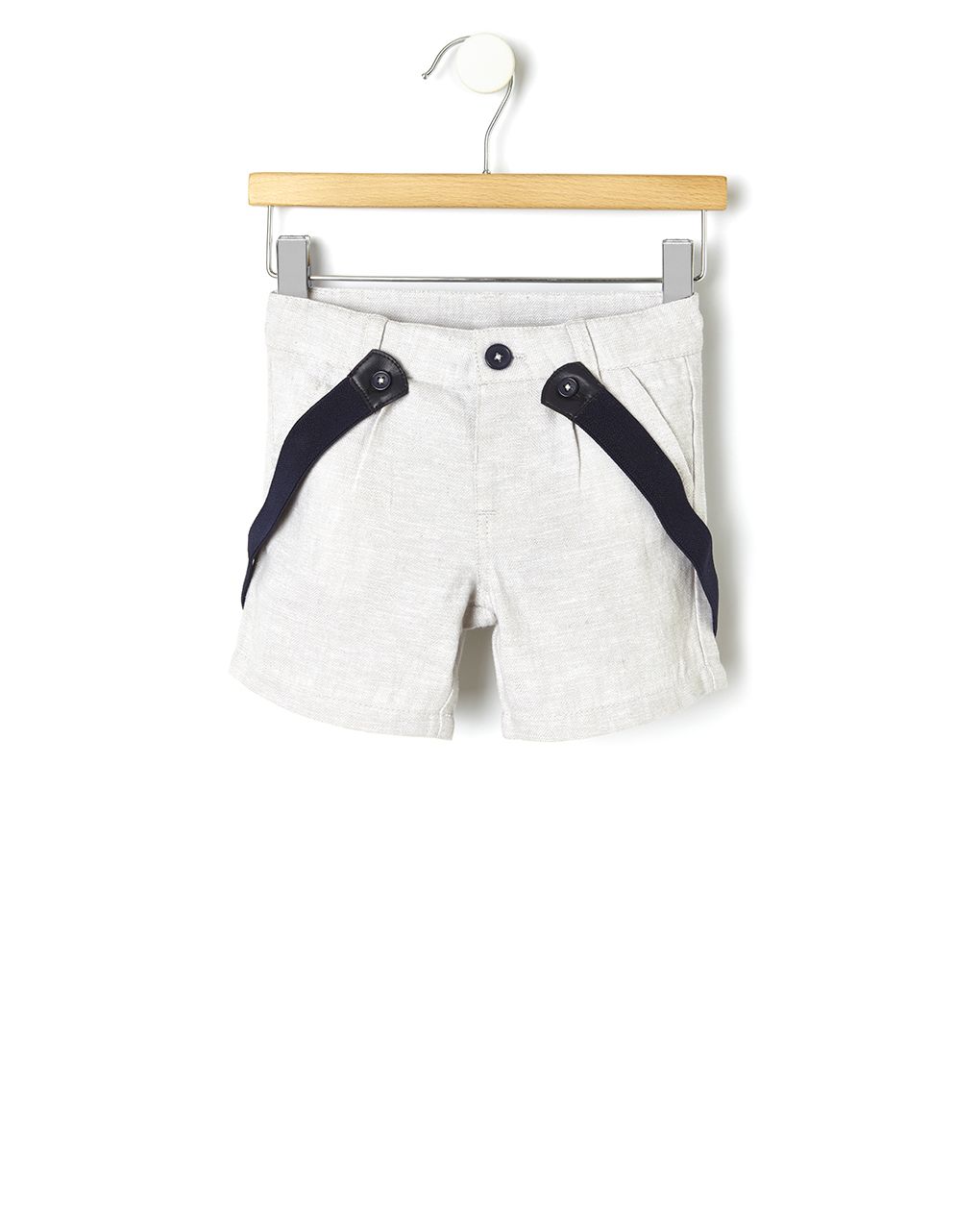 βερμούδα λινή γκρι με τιράντες για αγόρι