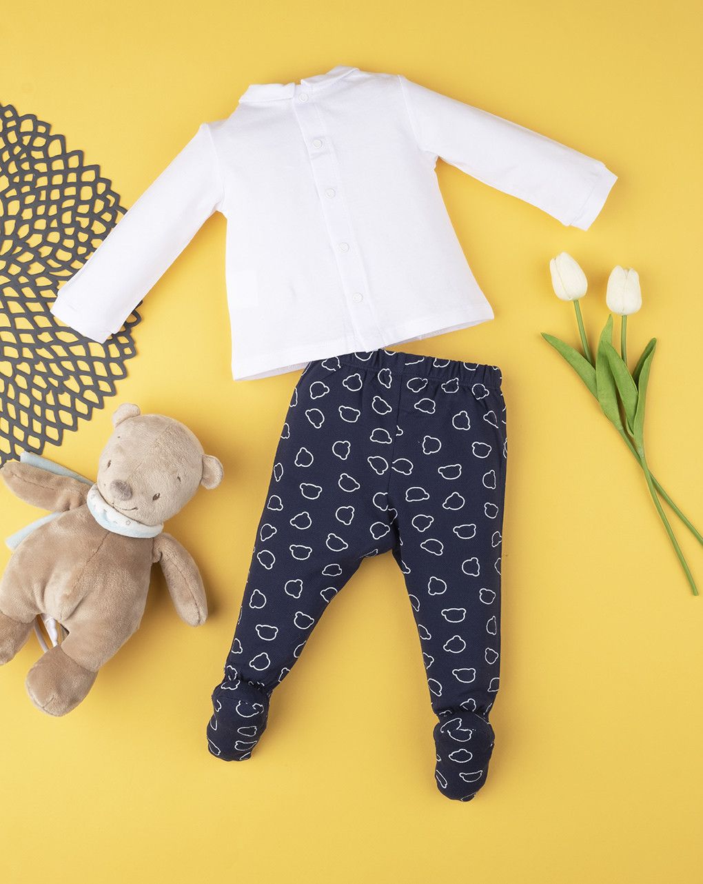 βρεφικό σετ βαμβακερό μπλούζα κια γκέτα με αρκουδάκι για αγόρι - Prénatal
