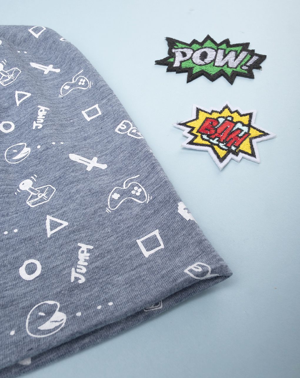 παιδικός σκούφος γκρι με βιντεοπαιχνίδια για αγόρι - Prénatal