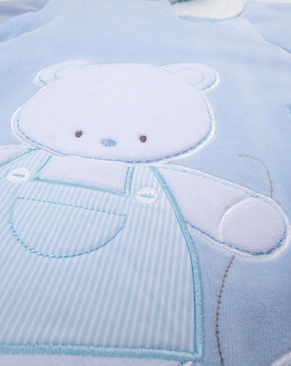 βρεφικός υπνόσακος σενίλ χειμερινός γαλάζιος με αρκουδάκι 3.5 tog για αγόρι - Prénatal