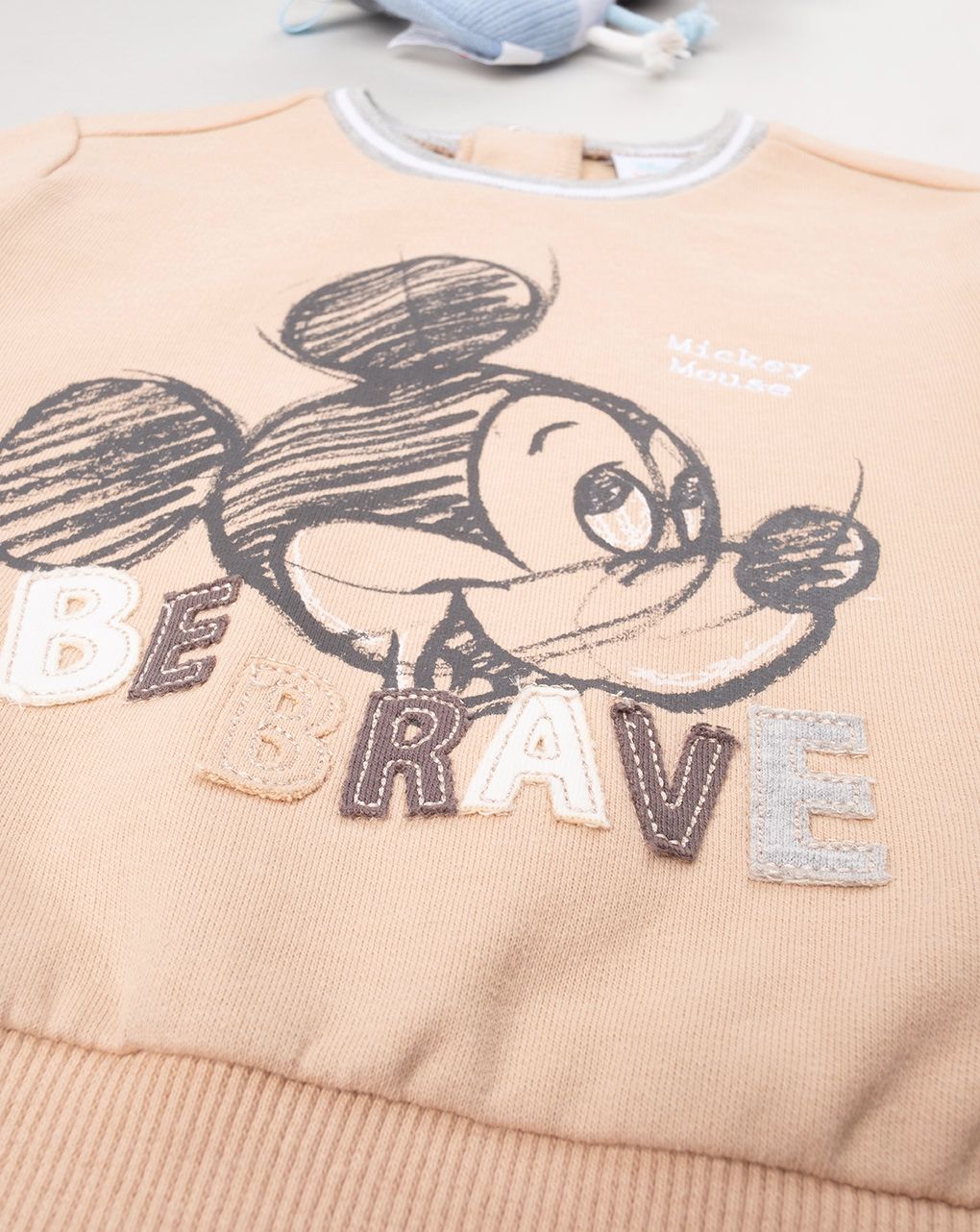 βρεφική μπλούζα φούτερ μπεζ με τον mickey για αγόρι - Prénatal
