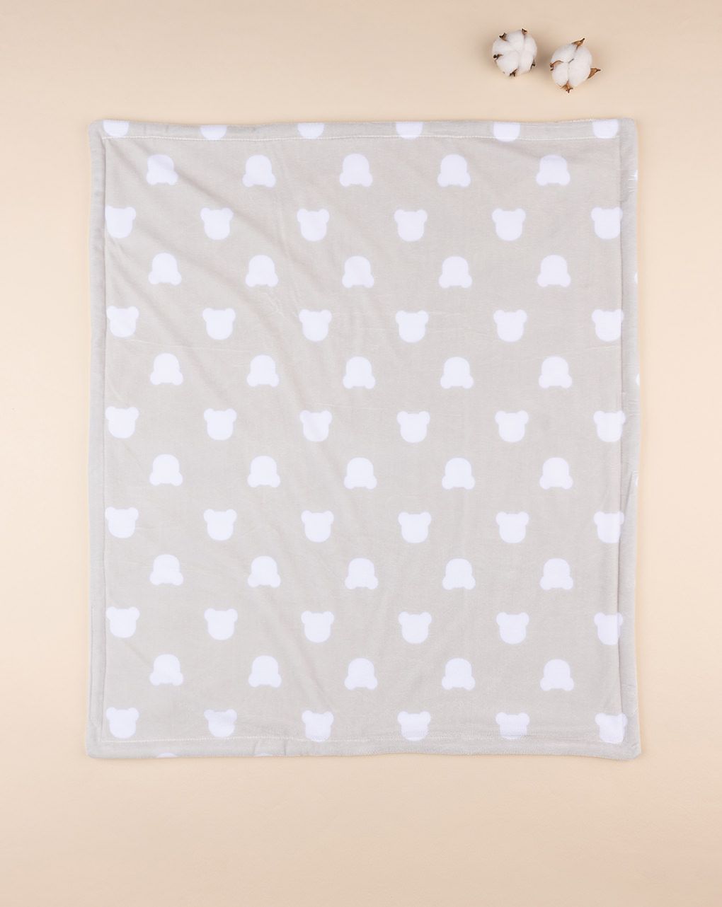 χειμερινή κουβέρτα γκρι με αρκουδάκια για λίκνο/πορτ-μπεμπέ unisex