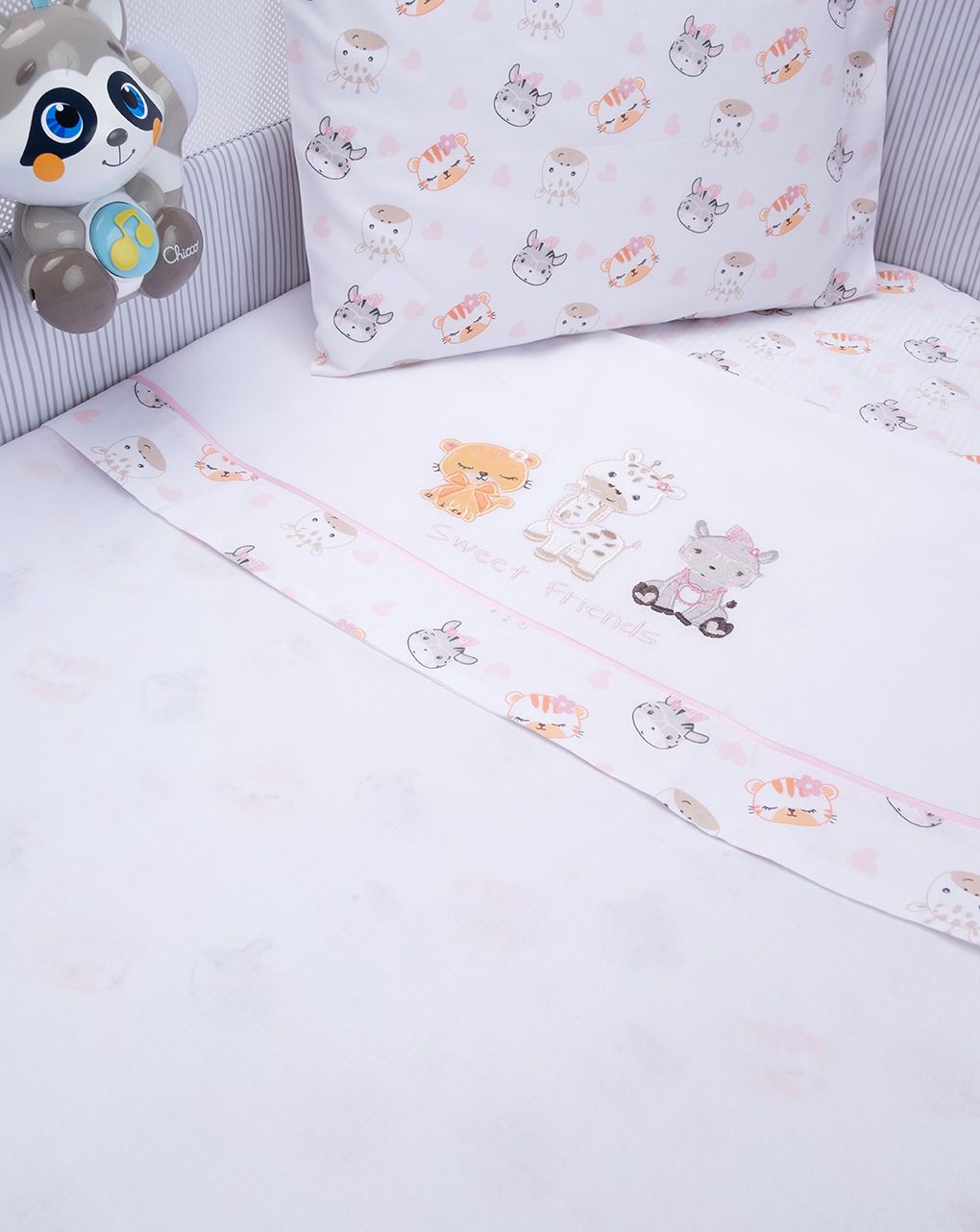 σετ για λίκνο/πορτ-μπεμπέ 3 τμχ με ζωάκια για κορίτσι - Prénatal