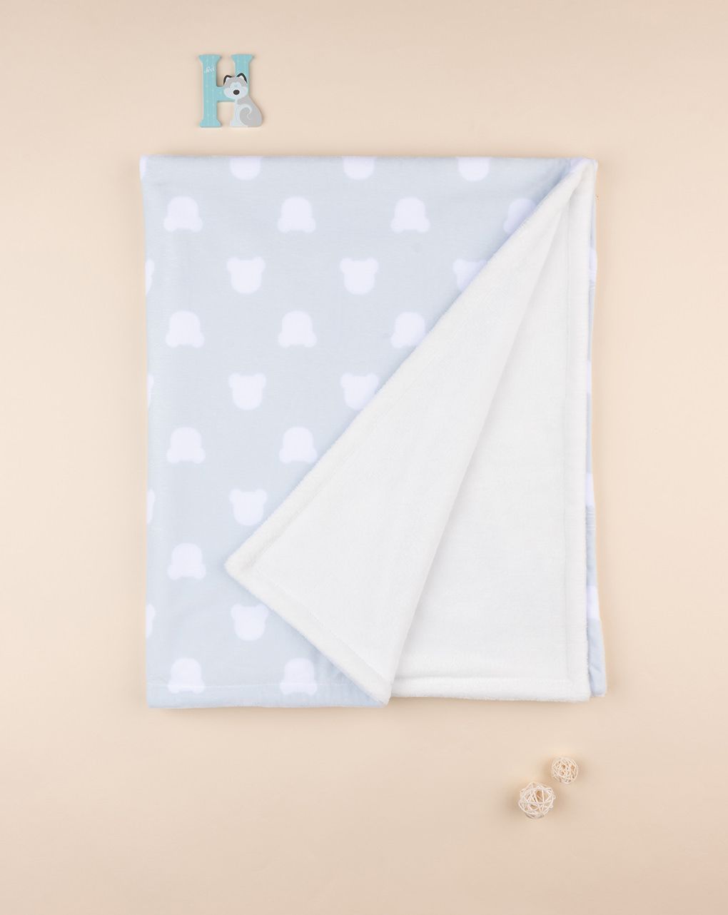 χειμερινή γούνινη κουβέρτα γαλάζια με αρκουδάκια για κρεβάτι για αγόρι - Prénatal