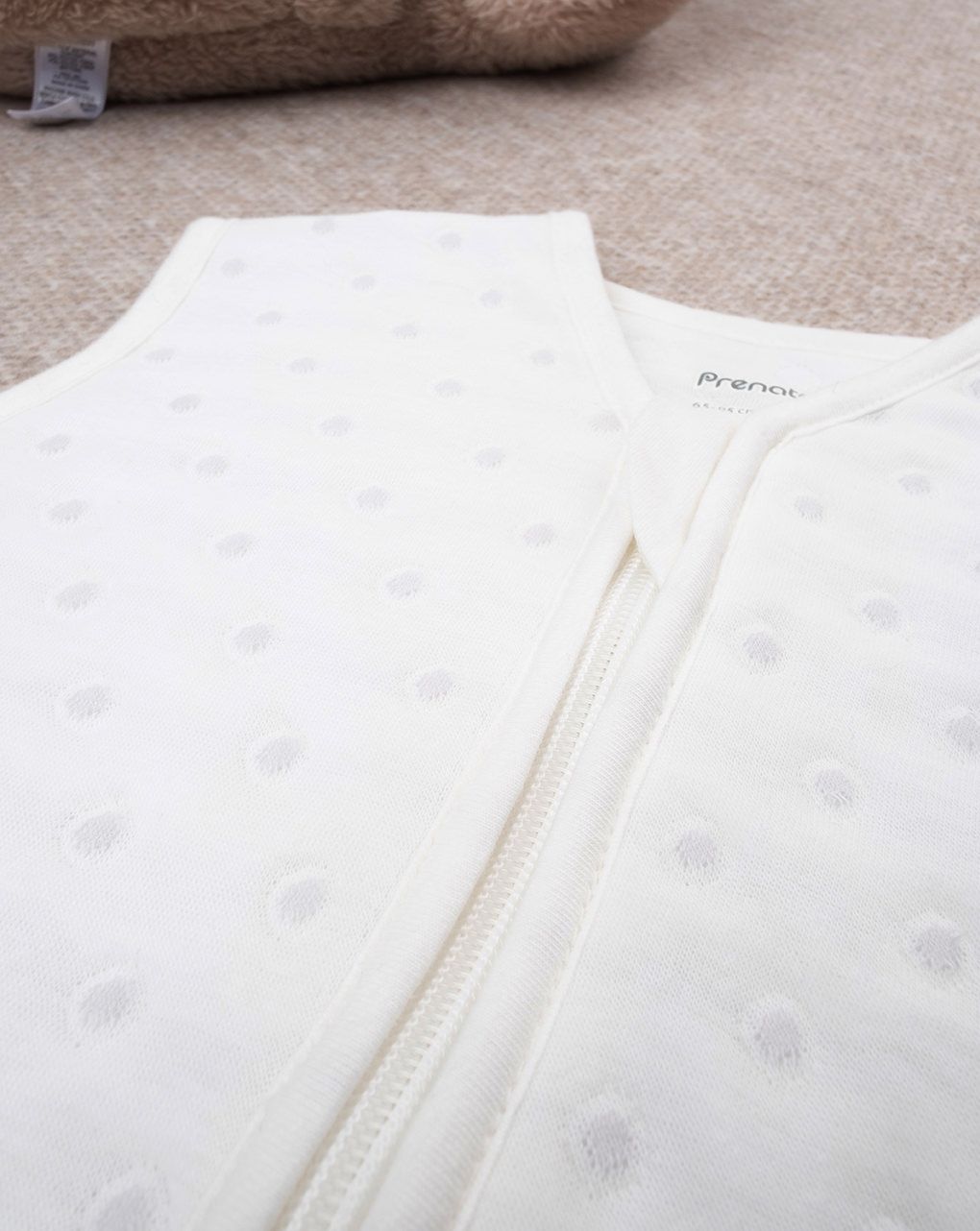 βρεφικός υπνόσακος σενίλ λευκός πουά 1.0 tog unisex - Prénatal