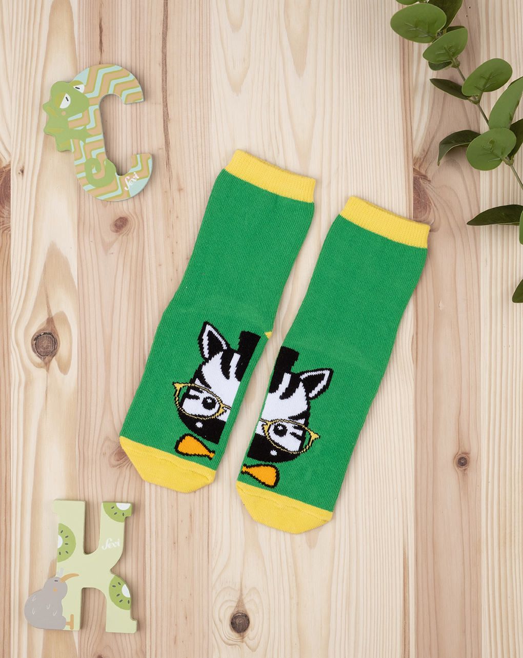 βρεφικές αντιολισθητικές κάλτσες με ζέβρα για αγόρι - Prénatal
