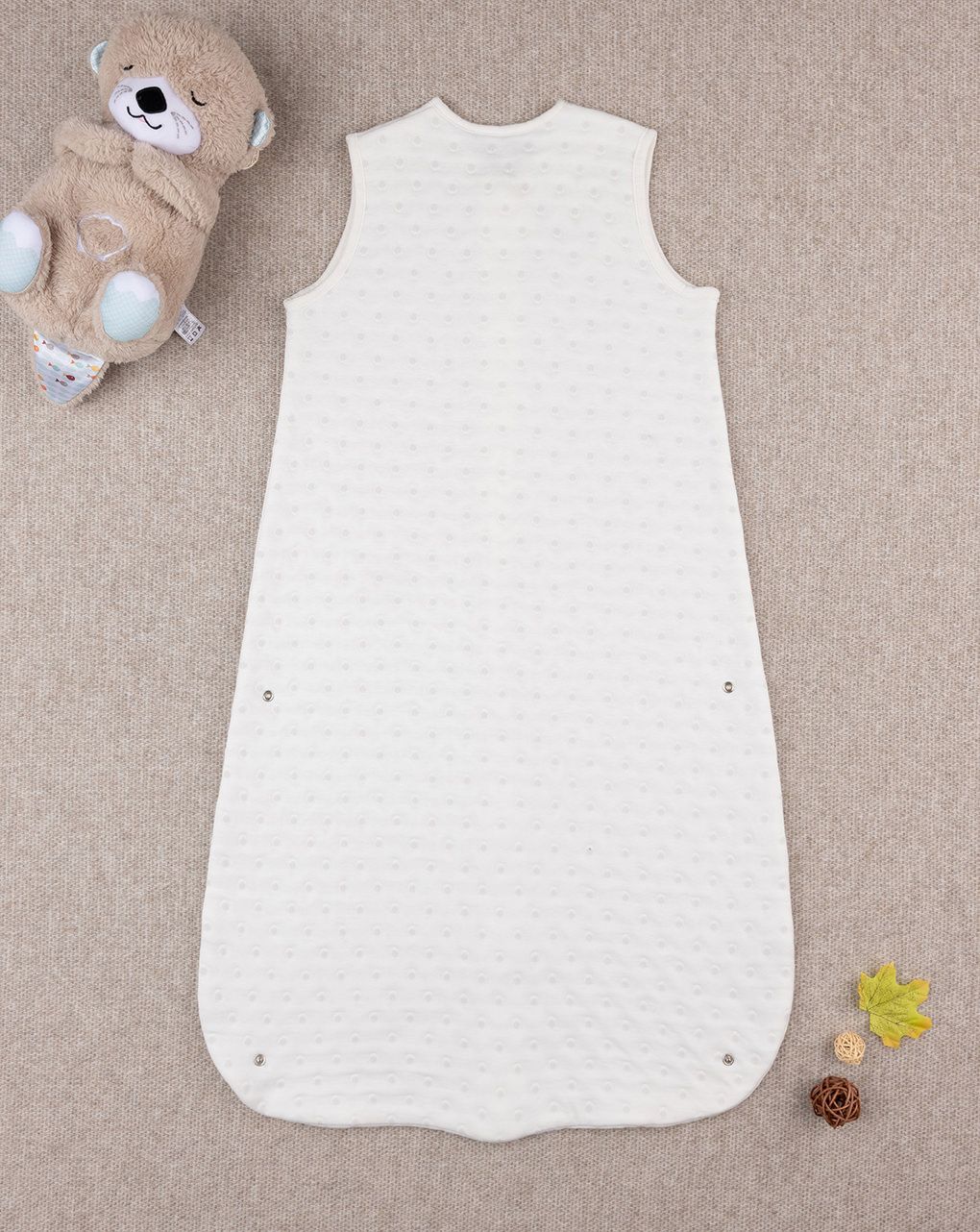 βρεφικός υπνόσακος σενίλ λευκός πουά 1.0 tog unisex - Prénatal