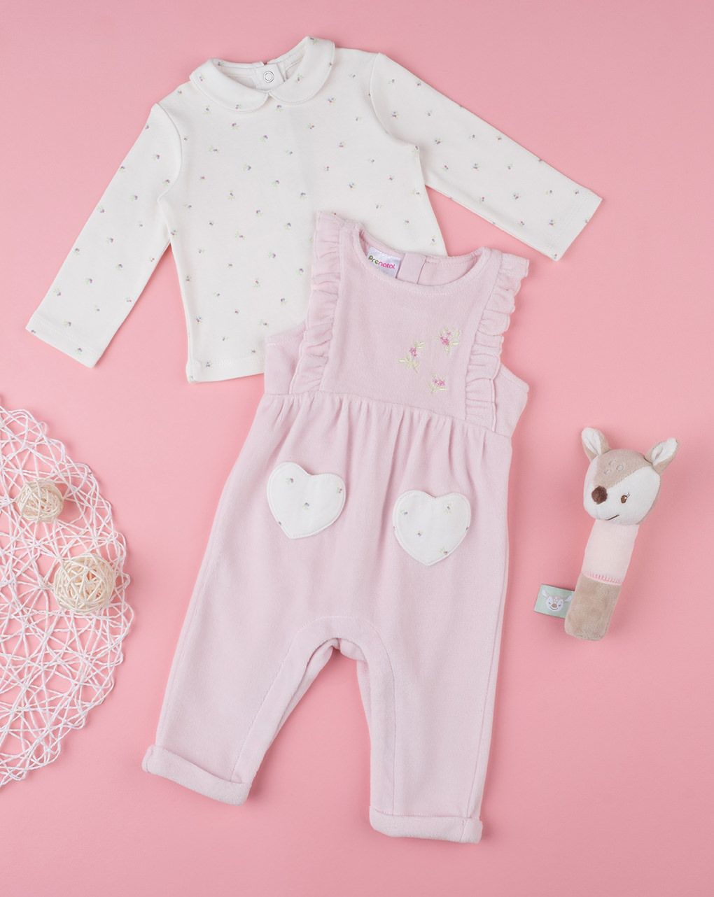 βρεφικό σετ μπλούζα και σαλοπέτα με λουλούδια για κορίτσι - Prénatal