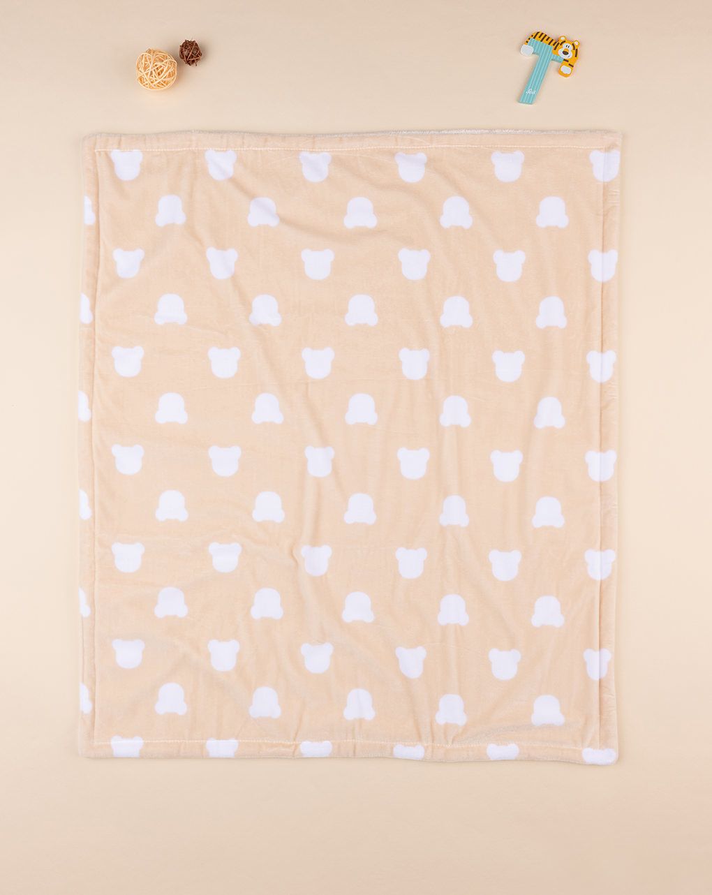 χειμερινή κουβέρτα μπεζ με αρκουδάκια για λίκνο/πορτ-μπεμπέ unisex