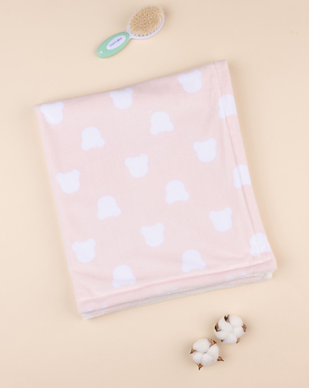 χειμερινή κουβέρτα ροζ με αρκουδάκια για λίκνο/πορτ-μπεμπέ για κορίτσι - Prénatal