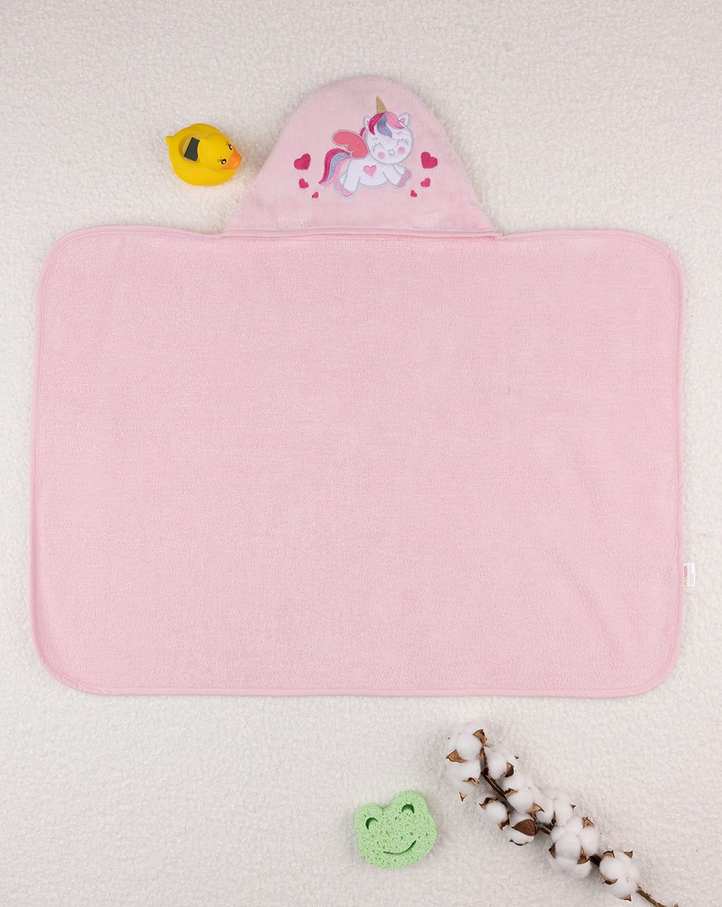 βρεφική μπουρνουζοπετσέτα ροζ με μονόκερο για κορίτσι - Prénatal