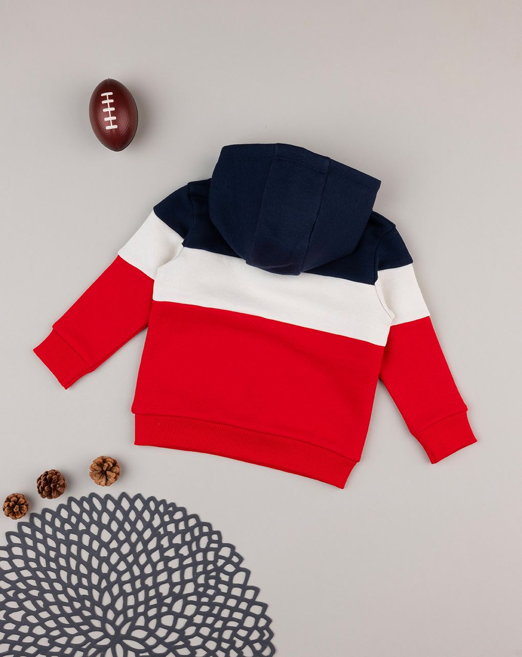 βρεφική μπλούζα φούτερ τρίχρωμη ράκμπι για αγόρι - Prénatal
