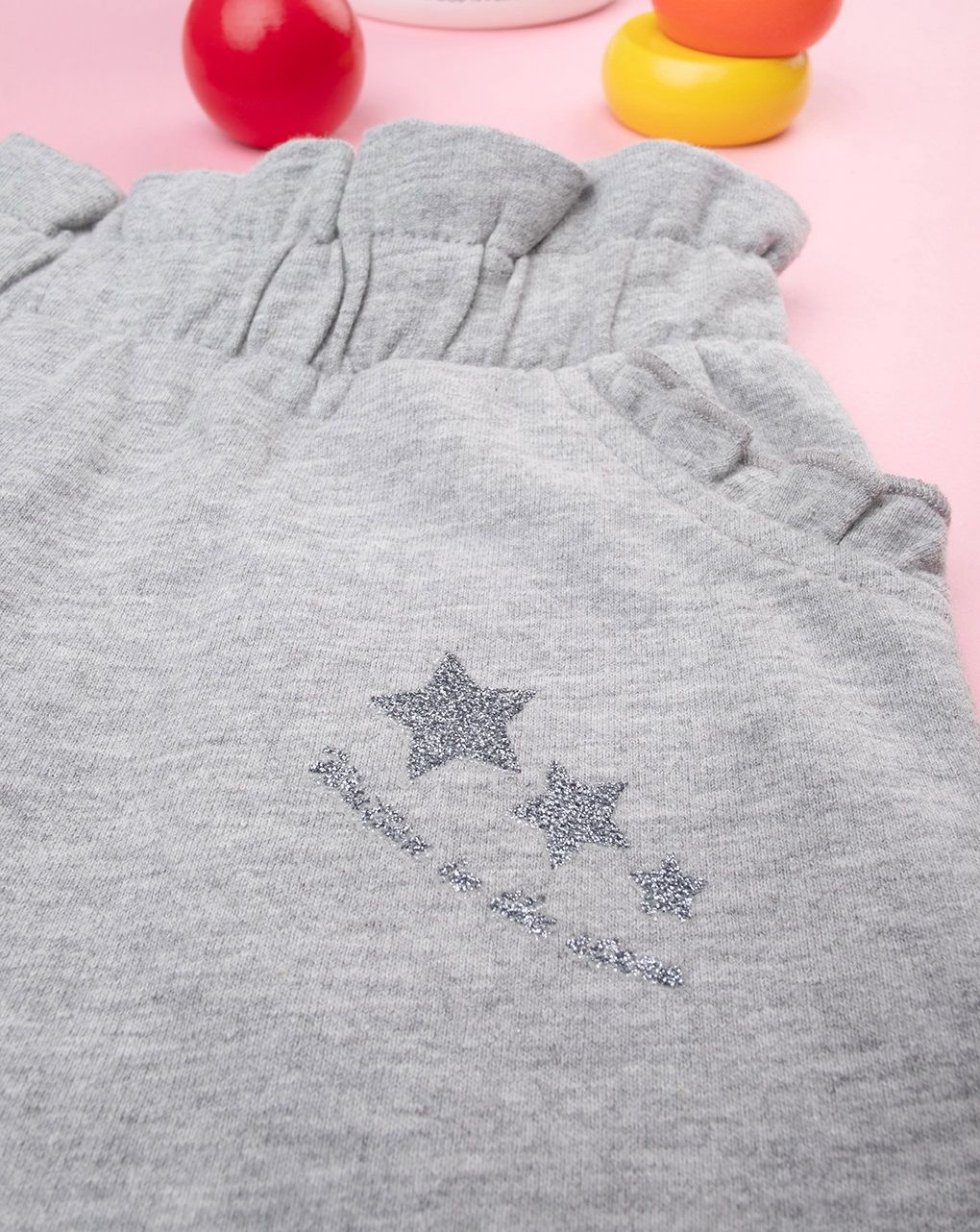 βρεφικό παντελόνι φόρμας γκρι με αστεράκια για κορίτσι - Prénatal