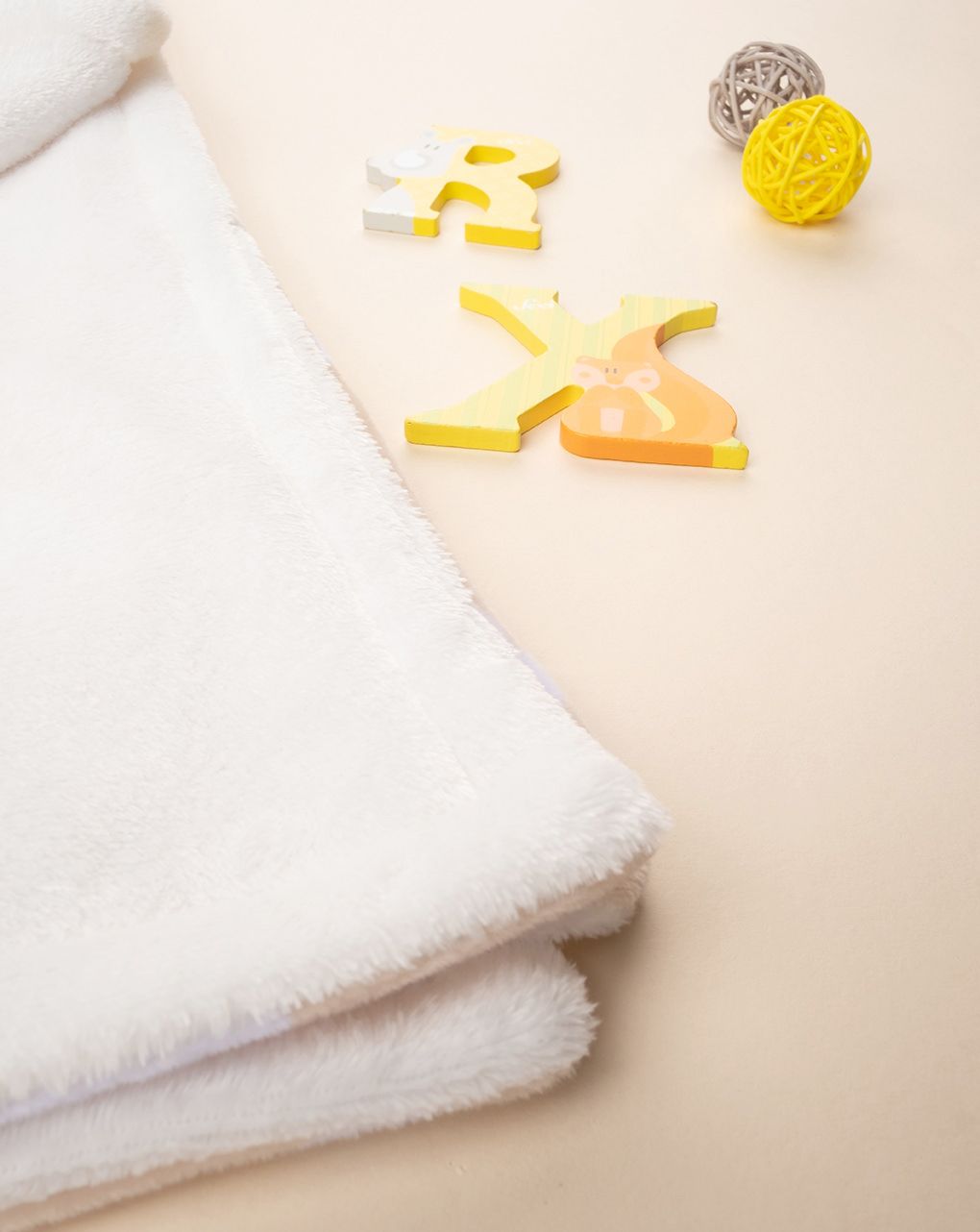 χειμερινή γούνινη κουβέρτα μπεζ με αρκουδάκια για κρεβάτι unisex - Prénatal