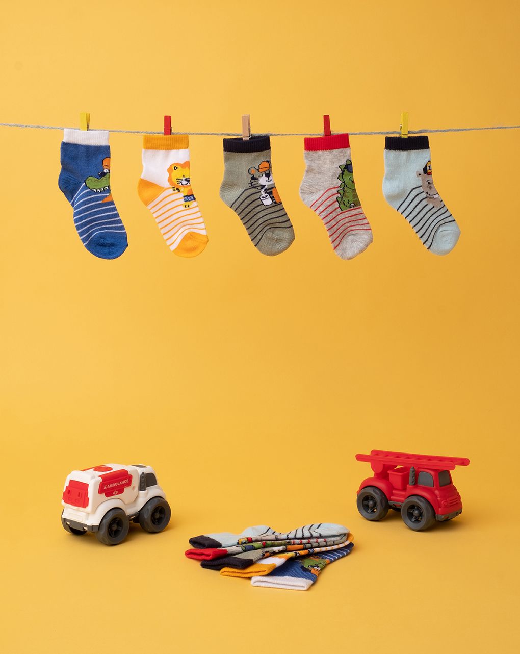 βρεφικές κάλτσες πακέτο x5 με ζωάκια για αγόρι - Prénatal