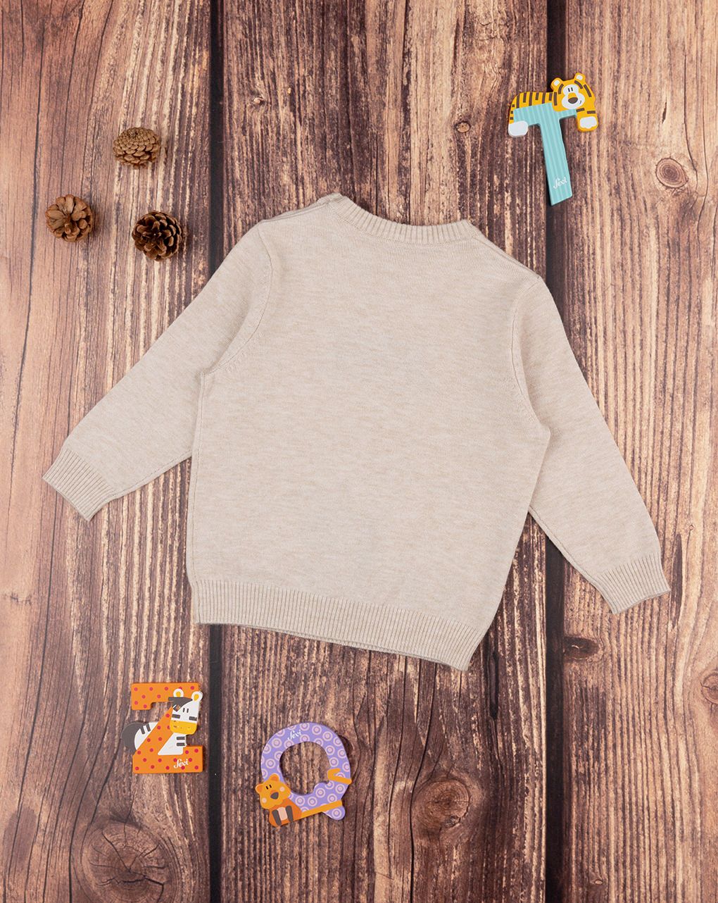 βρεφικό πουλόβερ μπεζ με αρκουδάκια για αγόρι - Prénatal