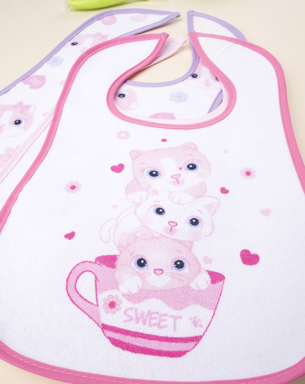 βρεφικές σαλιάρες πλαστικοποιημένες με γατάκια x3 για κορίτσι - Prénatal