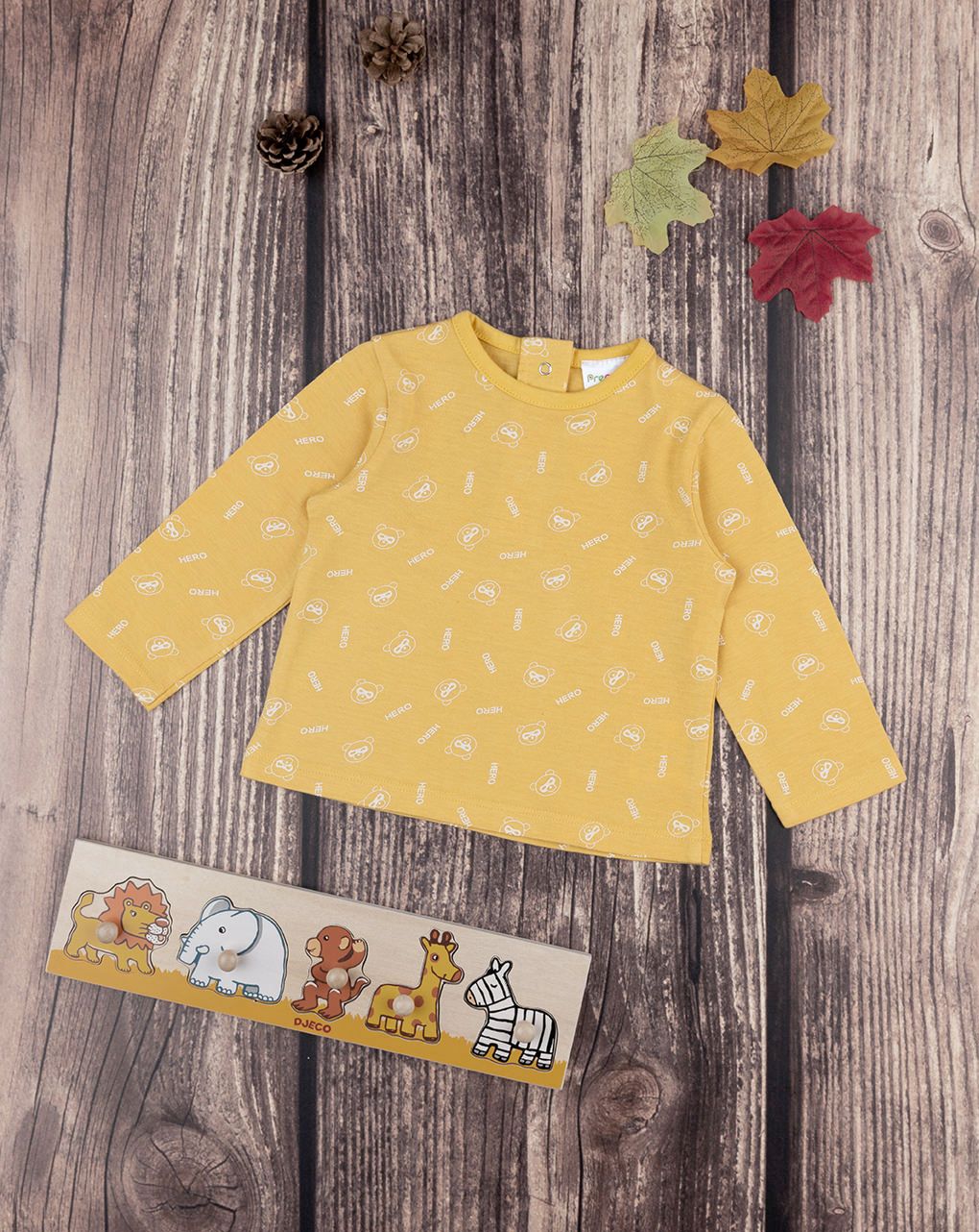 βρεφική μπλούζα κίτρινη με αρκουδάκια για αγόρι